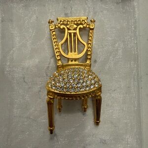 Vintage Karl Lagerfeld Gold Tone Chair Brooch